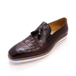 Trendy Light Weight White EVA Bottom Sports Casual Real Leather Mens Shoes Handmade Print Dress Shoes with Tassel