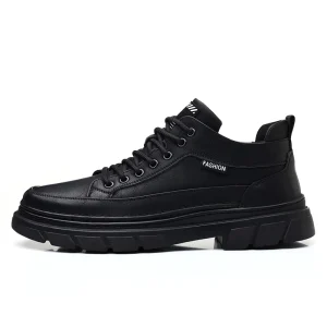 Trendy Men’s Casual Microfiber Shoes Thick Sole Anti slip Business Sneakers