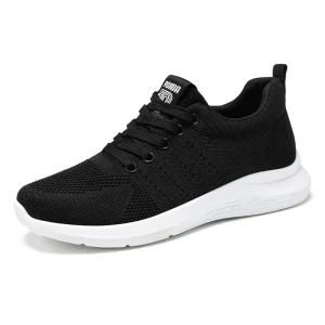 Trendy Men’s Casual Sports Sneakers Breathable Retro Soft Sole Running Shoes Lace Up Mesh Walking Shoes Casual Sneakers