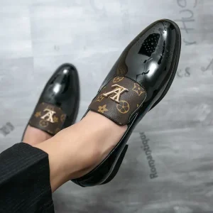 UK Men’s Shoes Casual Leather Shoes Men’s Brown Hairstylist Lazy Man Nightclub Leather Shoes Men