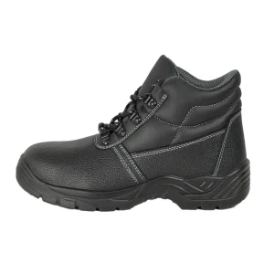 ULTAC Men’s Industrial Safety Boots Black PU Dual Density Steel Toe Embossed Logo Mid Cut Safety Shoes