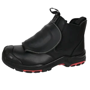ULTAC Men’s Steel Toe Safety Shoes Mid Cut Work Boots with AIR MESH Lining Anti Smashing Without Lace Design