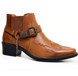 UP-1640J Autumn Custom Men’s PU Leather Ankle Boots Chunky High Heel Dress Boots Shoes