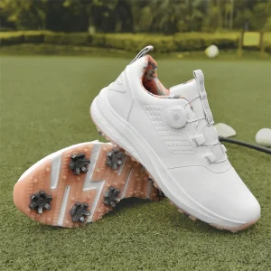 Unisex Breathable Mesh Upper Golf Shoes with EVA Midsole and Rubber Outsole Spike Style Design Twist Laces Large Size Options