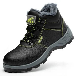 Unisex Embossed Leather Anti-smash Anti-puncture Safety Shoes Iron Toe Iron Plate Non-slip Work Boots for Construction