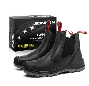 Unisex Genuine Leather Safety Shoes Anti smash Anti puncture No Laces Steel Toe Design for Men Women in Winter Spring