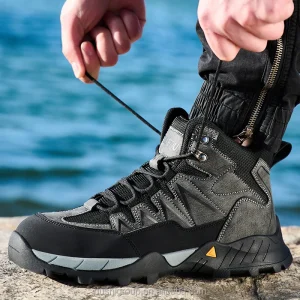 Unisex Gray Steel Toe Safety Boots Factory Outdoor Hiking Anti-Smash Anti-Puncture Anti-static Rubber Sole Industrial Work