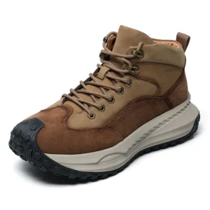 Unisex Punk High Top Cow Leather Sport Shoes Waterproof Anti Slip Fashion Hiking Shoes Rubber Midsole