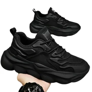 Versatile Men’s Spring Summer Casual Sports Running Shoes Height-Increasing Thick Soled Breathable Lace-Up Fashion Design