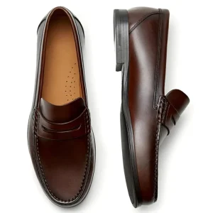 Vintage Calf Leather Men’s Loafer Shoes High Quality Handmade Wear Resistant Brown Pure Leather Casual Shoes