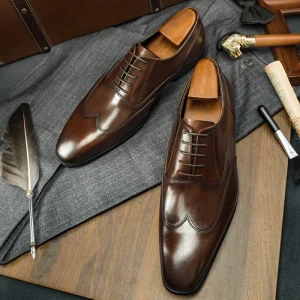 Vintage Classic Genuine Leather Solid Oxford Shoes for Men Business Comfortable Durable Office Wedding High Spring Summer Autumn
