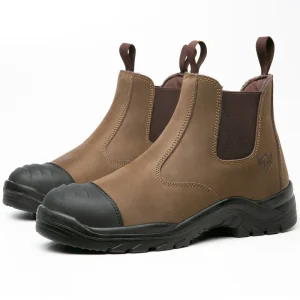 WANZHUO Industrial Construction Men’s Steel Toe Leather 4 Seasons Lightweight Anti-squeezing Safety Work Shoes Boots