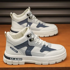 Walking Style Thick Sole Anti slip and Wear Resistant Outdoor Sports Mid Top Boots Men’s Shoes Court Sneakers