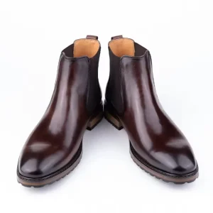 Warm Autumn Men’s Snake Print Vintage British Style Business Formal Leather Mid-Calf Chelsea Boots Red Black Slip-On Lightweight