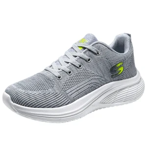 Waterproof Breathable Mesh White Men’s Sneakers Trendy Versatile Lace up Thick soled Sports Shoes Casual Dad Shoes