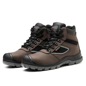 Waterproof Leather Dual Density PU Sole Industrial Boots Breathable Black Men Steel Toe Safety Shoes