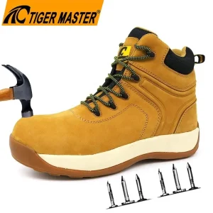 Waterproof Men’s Outdoor Hiking Safety Shoes Composite Toe Anti-puncture Nubuck Leather Non-slip EVA & Rubber Sole
