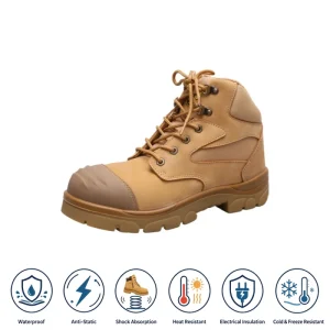 Waterproof Men’s Steel Toe Industrial Work Boots Safety Shoes for Anti Smashing Anti Piercing