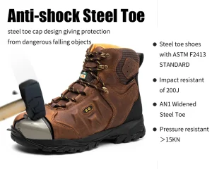 Waterproof Safety Shoe Steel Toe Cow Leather Men’s EH Construction Protective Work Shoes