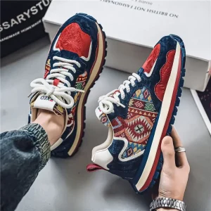 Wear Resistant Durable Sports Shoes Embroidered Fabrics Breathable Men’s Shoes Casual Shoes