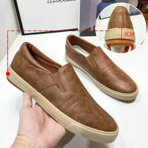White Men’s Casual Slip On Low Top Shoes Artificial Leather Upper Cotton Breathable Lightweight Rubber Outsole All Seasons Flat