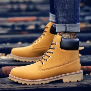 Winter Casual Boot for Men Martin Boots Men Lace-Up Loafers Canvas Trendy Casual Shoes for Men