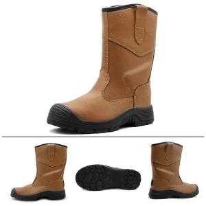 Winter High-top Cold-proof Embossed Leather Upper Men’s Labor Protection Safety Shoes Anti-smash Anti-puncture Thickened Warm