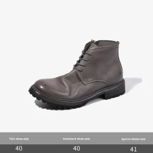 Winter Japanese Style Horse Leather Boots Men’s Genuine Leather Short Tube Handmade Casual Shoes Retro Distressed Breathable