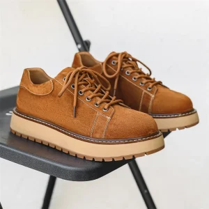 Winter Leisure Trend Daily Lace-up Thick Soled Shoes Anti-slip Wear-resistant Retro Breathable Sports Men’s Walking Shoes