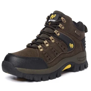 Winter Velvet Comfortable Men’s Waterproof Hiking Boots Steel Toe Anti-Slip Outsole Winter Sports Enthusiasts PU Insoles