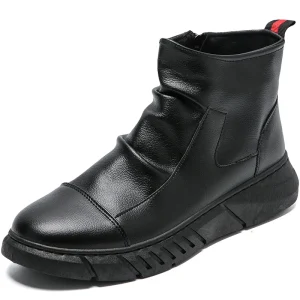 Winter Velvet Warm British Style High-Top Casual PU Leather Boots for Men