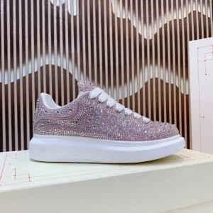 Women’s & Men’s Thick Sole Glitter Gradient Sneakers Platform Casual Sports Shoes with Rhinestones Lace Up