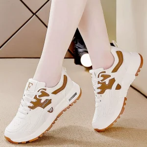 Women’s Retro Color Block Sneakers Casual Lace Up Walking Shoes