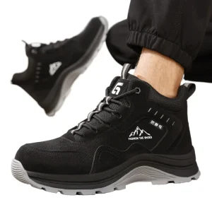 Work Boots for Men Steel Toe Shoes Work Safety Shoes High Top Industrial Construction Boots