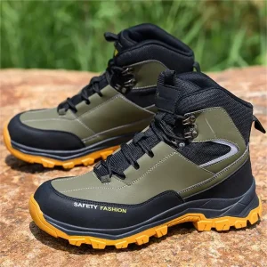 Yellow Men’s Fashion Waterproof Safety Work Boots Shoes Safety Shoes Men