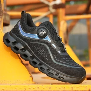 ZG 8846-5 Men’s Steel Toe Work Boots Flying Knit Upper EVA Outsole Breathable Mesh Lining All Seasons Safety Shoes for Factory