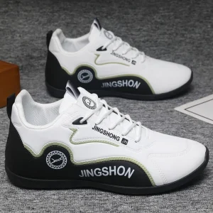 Zapatillas Men’s Casual Sports Sneakers Water proof PU Leather Lace up Shoes for Daily Wear Men’s Low Top Fashionable Sneakers