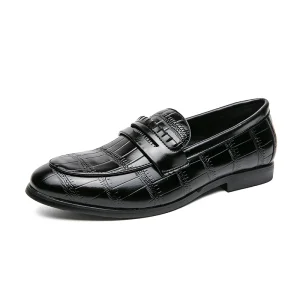 Zapatos Para Hombre Embossed Men’s Genuine Leather Loafers Shoes British Style Men Dress Shoes Oxford